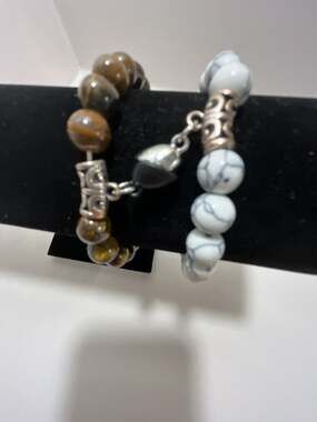 Strung The Soldier & The Rebel Duo Beaded Bracelet Set with Tiger Eye and White